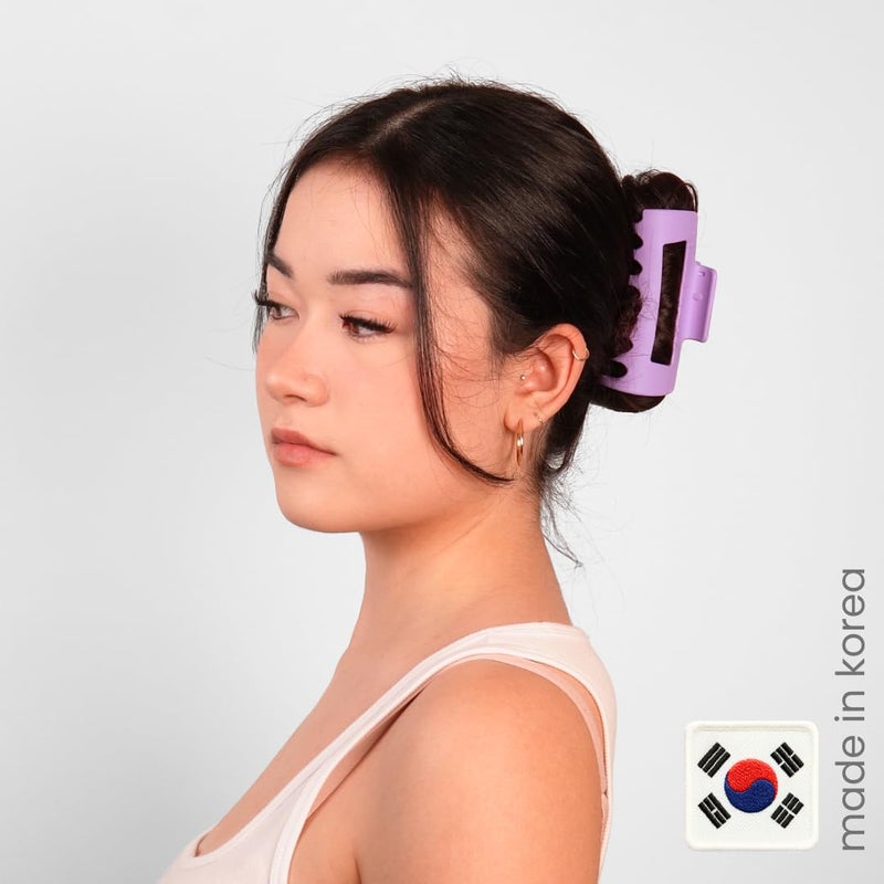 Mello The Original Hair Claw Clip Squishy Claw Clip Made in Korea Patent Pending 30021976 (Purple, Green, Dark Brown, 3 Pack Medium) - Image 3